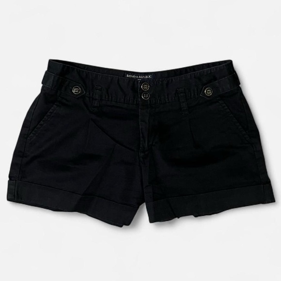 🎷 Banana Republic Shorts~Women’s Sz 2 Petite~Black~Cuffed Hem~Low-Mid Rise - Picture 2 of 10